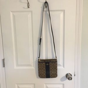 Coach Navy and tan crossbody